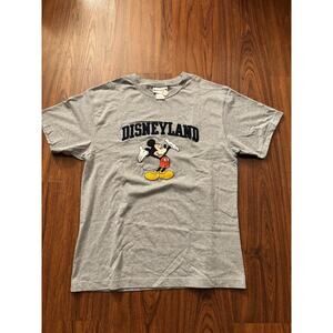 Vintage Disneyland Mickey Mouse Embroidered Gray T-Shirt Size XL
